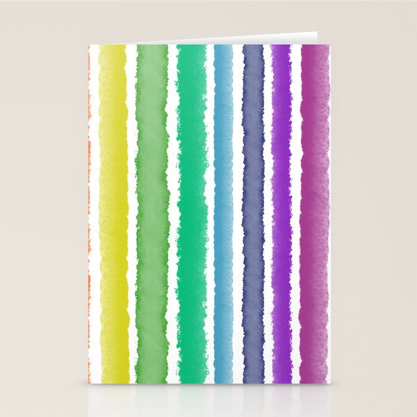 Wide Watercolor Stripes - Rainbow Colors Stationery Card Gallery Image 2
