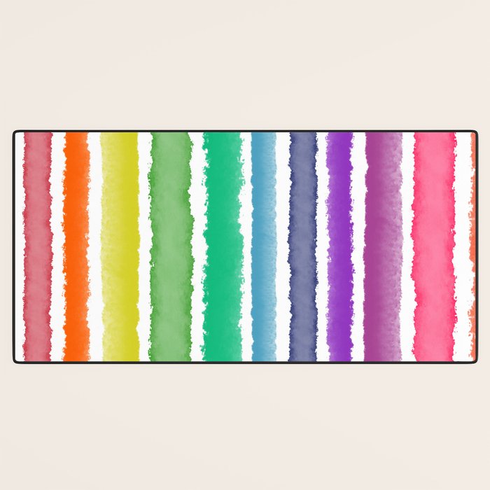 Wide Watercolor Stripes - Rainbow Colors Desk Mat Gallery Image 3
