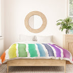 Wide Watercolor Stripes - Rainbow Colors Duvet Cover Gallery Image 3