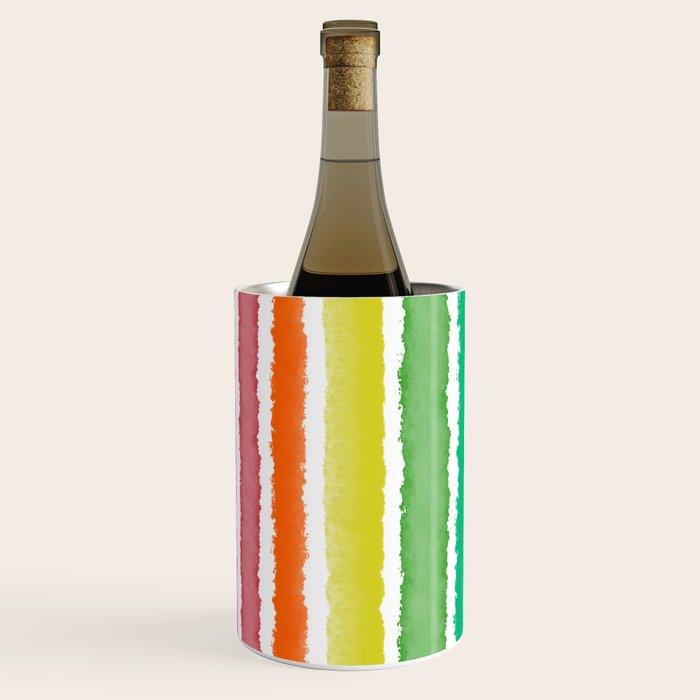 Wide Watercolor Stripes - Rainbow Colors Wine Chiller Gallery Image 2