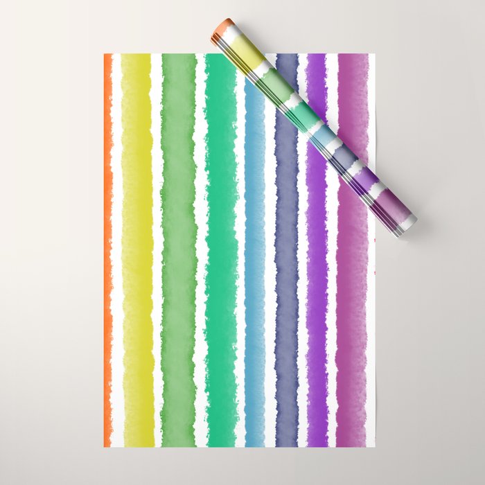 Wide Watercolor Stripes - Rainbow Colors Wrapping Paper Gallery Image 1