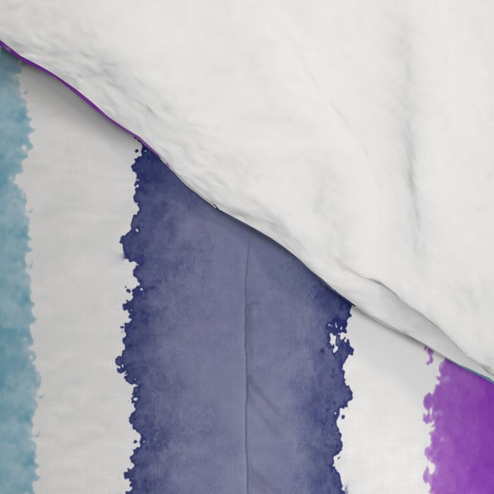 Wide Watercolor Stripes - Rainbow Colors Comforter Gallery Image 4