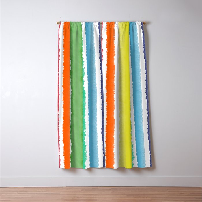 Wide Watercolor Stripes - Rainbow Colors Window Curtain Gallery Image 3