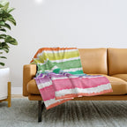 Wide Watercolor Stripes - Rainbow Colors Throw Blanket Gallery Image 1