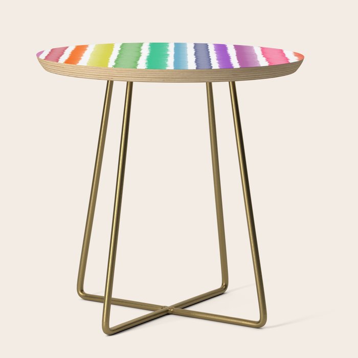 Wide Watercolor Stripes - Rainbow Colors Side Table Gallery Image 1