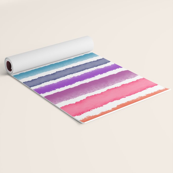 Wide Watercolor Stripes - Rainbow Colors Yoga Mat Gallery Image 2