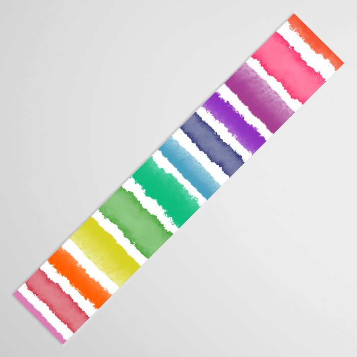Wide Watercolor Stripes - Rainbow Colors Table Runner Gallery Image 3