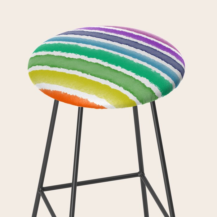 Wide Watercolor Stripes - Rainbow Colors Stool Gallery Image 2