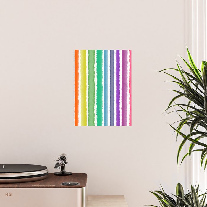 Wide Watercolor Stripes - Rainbow Colors Poster Gallery Image 2