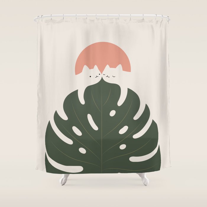 Cat and Plant 37 Shower Curtain Gallery Image 1