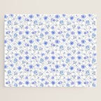 Elegant blush blue yellow watercolor floral pattern Jigsaw Puzzle Gallery Image 1