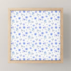 Elegant blush blue yellow watercolor floral pattern Mini Art Print Gallery Image 1