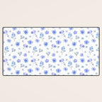Elegant blush blue yellow watercolor floral pattern Desk Mat Gallery Image 3