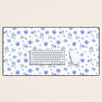 Elegant blush blue yellow watercolor floral pattern Desk Mat Gallery Image 1