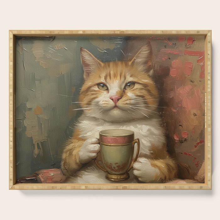 Tea Time Cat II Serving Tray Gallery Image 1