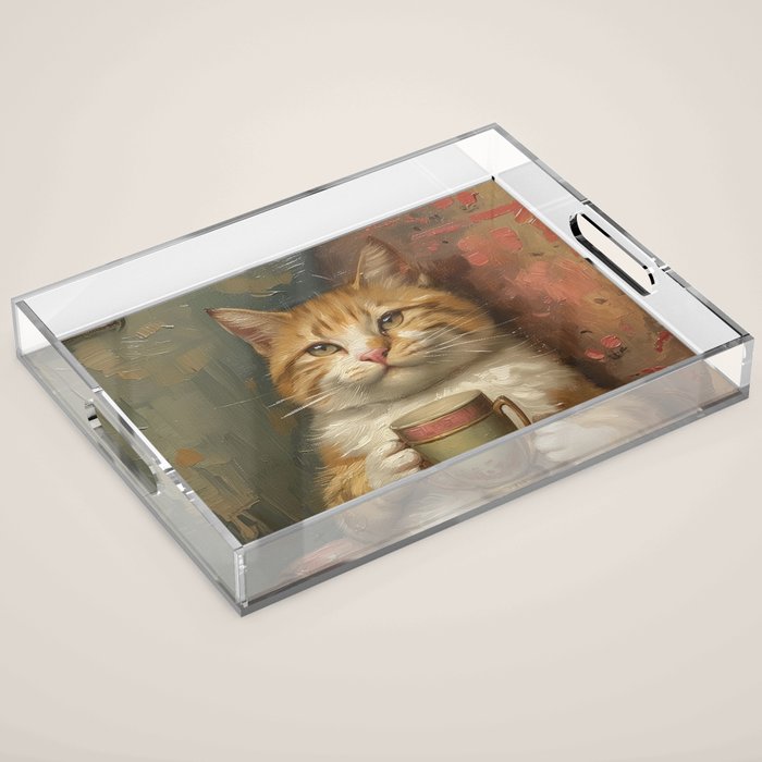 Tea Time Cat II Acrylic Tray Gallery Image 1