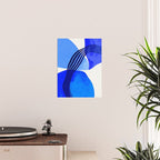 minimal mid century mod organic shapes blue Poster Gallery Image 2