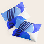 minimal mid century mod organic shapes blue Pillow Sham Gallery Image 3