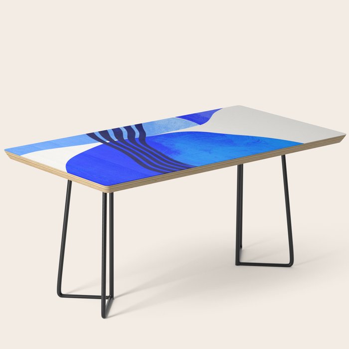 minimal mid century mod organic shapes blue Coffee Table Gallery Image 1