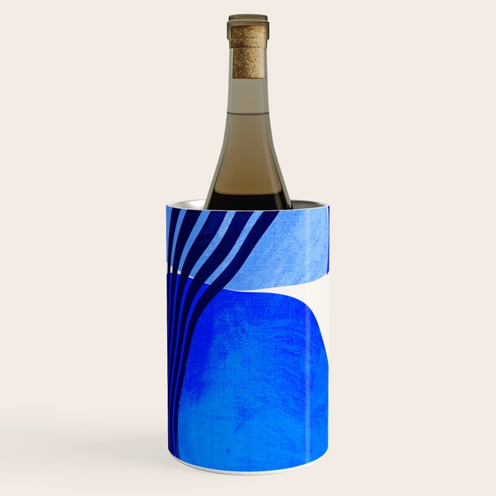 minimal mid century mod organic shapes blue Wine Chiller Gallery Image 1