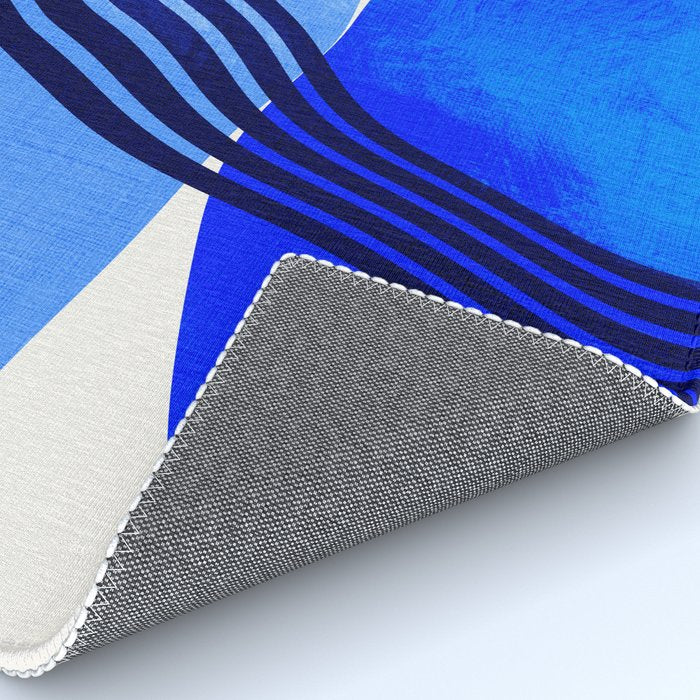 minimal mid century mod organic shapes blue Rug Gallery Image 4