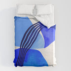 minimal mid century mod organic shapes blue Duvet Cover Gallery Image 6