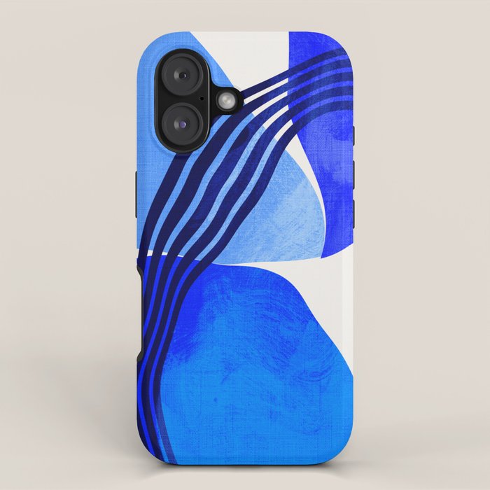 minimal mid century mod organic shapes blue iPhone Case Gallery Image 1