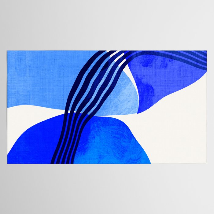 minimal mid century mod organic shapes blue Tablecloth Gallery Image 2