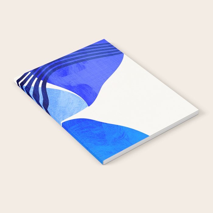 minimal mid century mod organic shapes blue Notebook Gallery Image 2