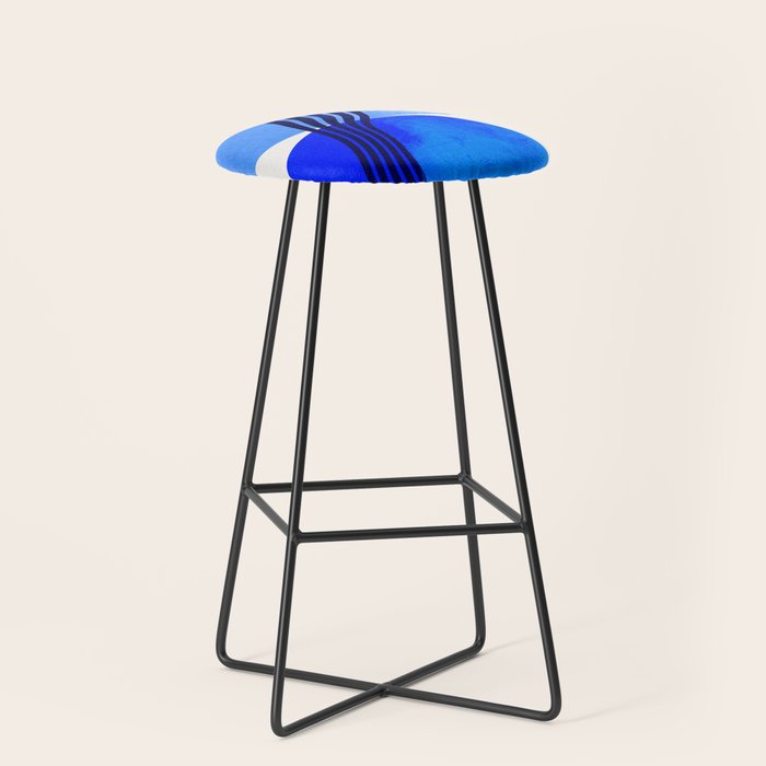 minimal mid century mod organic shapes blue Stool Gallery Image 1