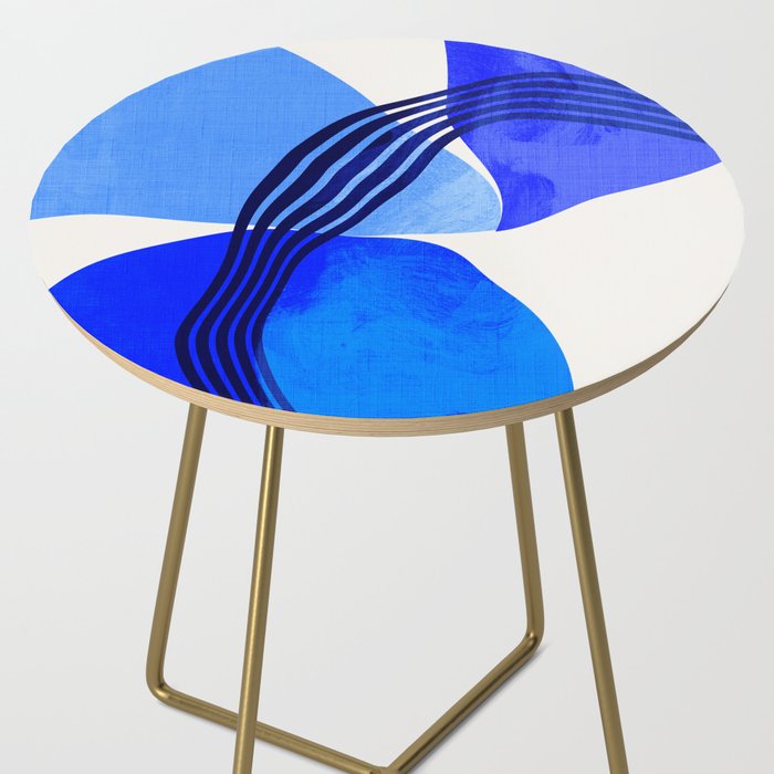 minimal mid century mod organic shapes blue Side Table Gallery Image 2