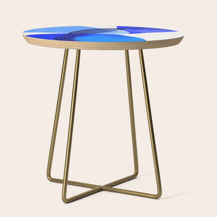 minimal mid century mod organic shapes blue Side Table Gallery Image 1