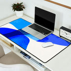 minimal mid century mod organic shapes blue Desk Mat Gallery Image 2