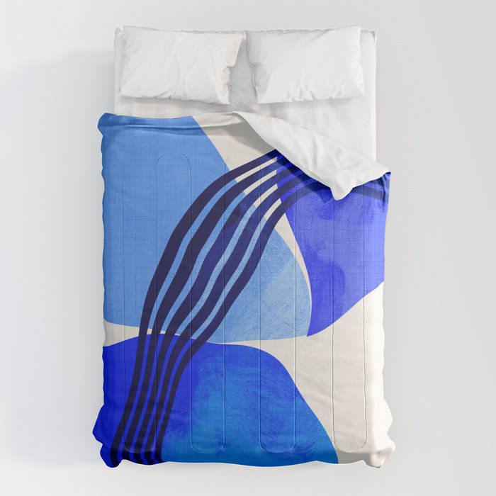 minimal mid century mod organic shapes blue Comforter Gallery Image 6