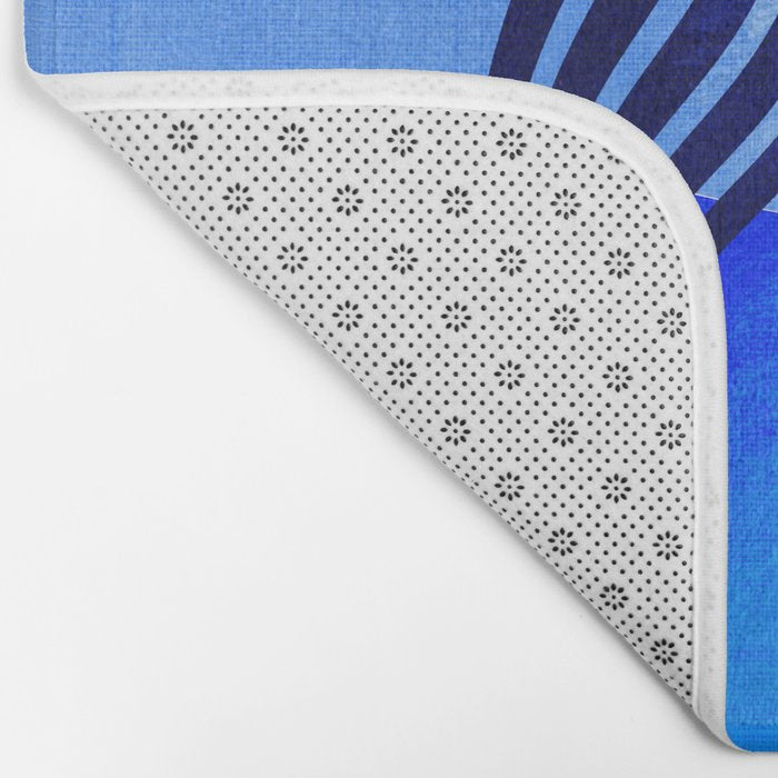 minimal mid century mod organic shapes blue Bath Mat Gallery Image 2