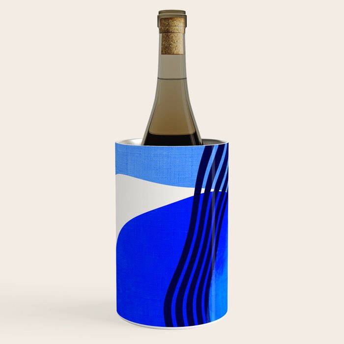 minimal mid century mod organic shapes blue Wine Chiller Gallery Image 2