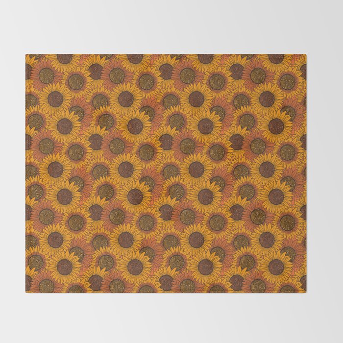 Fall Sunflower Print Throw Blanket Gallery Image 2
