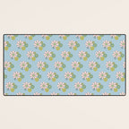 Retro Garden Party 60s 70s Geometric Floral Pattern in Pastel Blue Pink Green Desk Mat Gallery Image 3