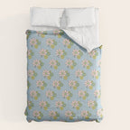 Retro Garden Party 60s 70s Geometric Floral Pattern in Pastel Blue Pink Green Comforter Gallery Image 6