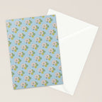 Retro Garden Party 60s 70s Geometric Floral Pattern in Pastel Blue Pink Green Stationery Card Gallery Image 2