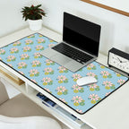 Retro Garden Party 60s 70s Geometric Floral Pattern in Pastel Blue Pink Green Desk Mat Gallery Image 2