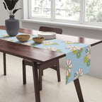 Retro Garden Party 60s 70s Geometric Floral Pattern in Pastel Blue Pink Green Table Runner Gallery Image 2