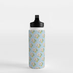 Retro Garden Party 60s 70s Geometric Floral Pattern in Pastel Blue Pink Green Water Bottle Gallery Image 3