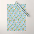 Retro Garden Party 60s 70s Geometric Floral Pattern in Pastel Blue Pink Green Wrapping Paper Gallery Image 1