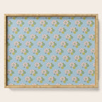 Retro Garden Party 60s 70s Geometric Floral Pattern in Pastel Blue Pink Green Serving Tray Gallery Image 1