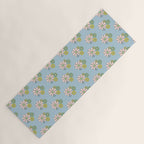 Retro Garden Party 60s 70s Geometric Floral Pattern in Pastel Blue Pink Green Yoga Mat Gallery Image 1