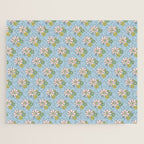 Retro Garden Party 60s 70s Geometric Floral Pattern in Pastel Blue Pink Green Jigsaw Puzzle Gallery Image 1