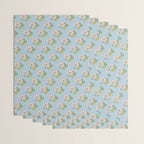 Retro Garden Party 60s 70s Geometric Floral Pattern in Pastel Blue Pink Green Wrapping Paper Gallery Image 3