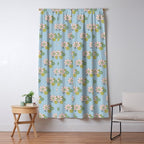 Retro Garden Party 60s 70s Geometric Floral Pattern in Pastel Blue Pink Green Window Curtain Gallery Image 5