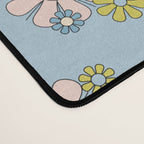Retro Garden Party 60s 70s Geometric Floral Pattern in Pastel Blue Pink Green Desk Mat Gallery Image 4